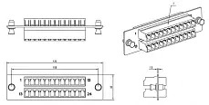 Панель FO-FPM-W120H32-6DSC-BG для FO-19BX с 6 SC (duplex) адаптерами, 12 волокон, многомод OM2, 120x32 мм, адаптеры цвета бежевый (beige) Hy